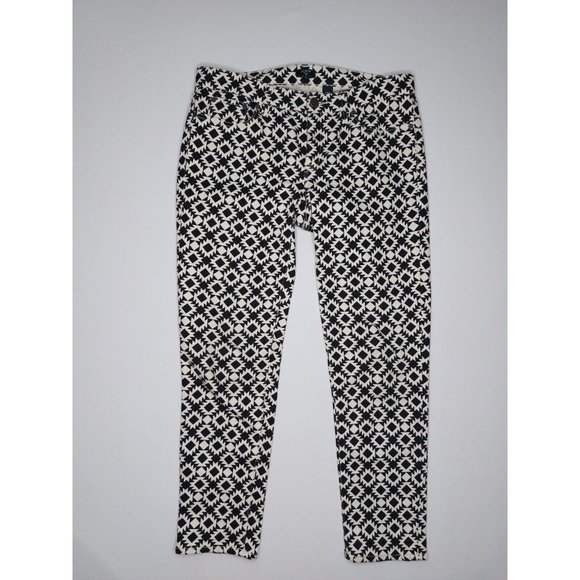J CREW Womens Jeans Size 29 Black White Geometric triangle Stretch Printed - Picture 1 of 10